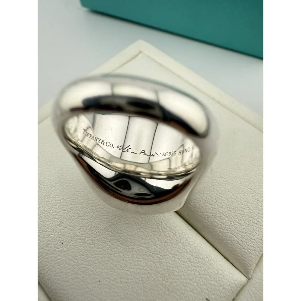 Tiffany & Co. Elsa Peretti 19mm Rock Crystal Cabochon Ring in Silver Size 5